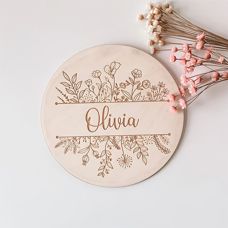 Baby Products Decoration - Персонализированная табличка с гравировкой и цветочным