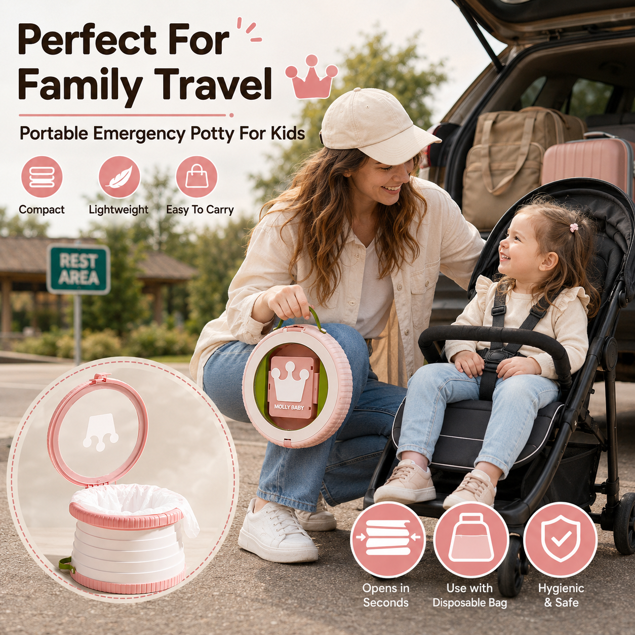 Toddler Potty Training Seat - Портативный складной дорожный горшок для детей,
