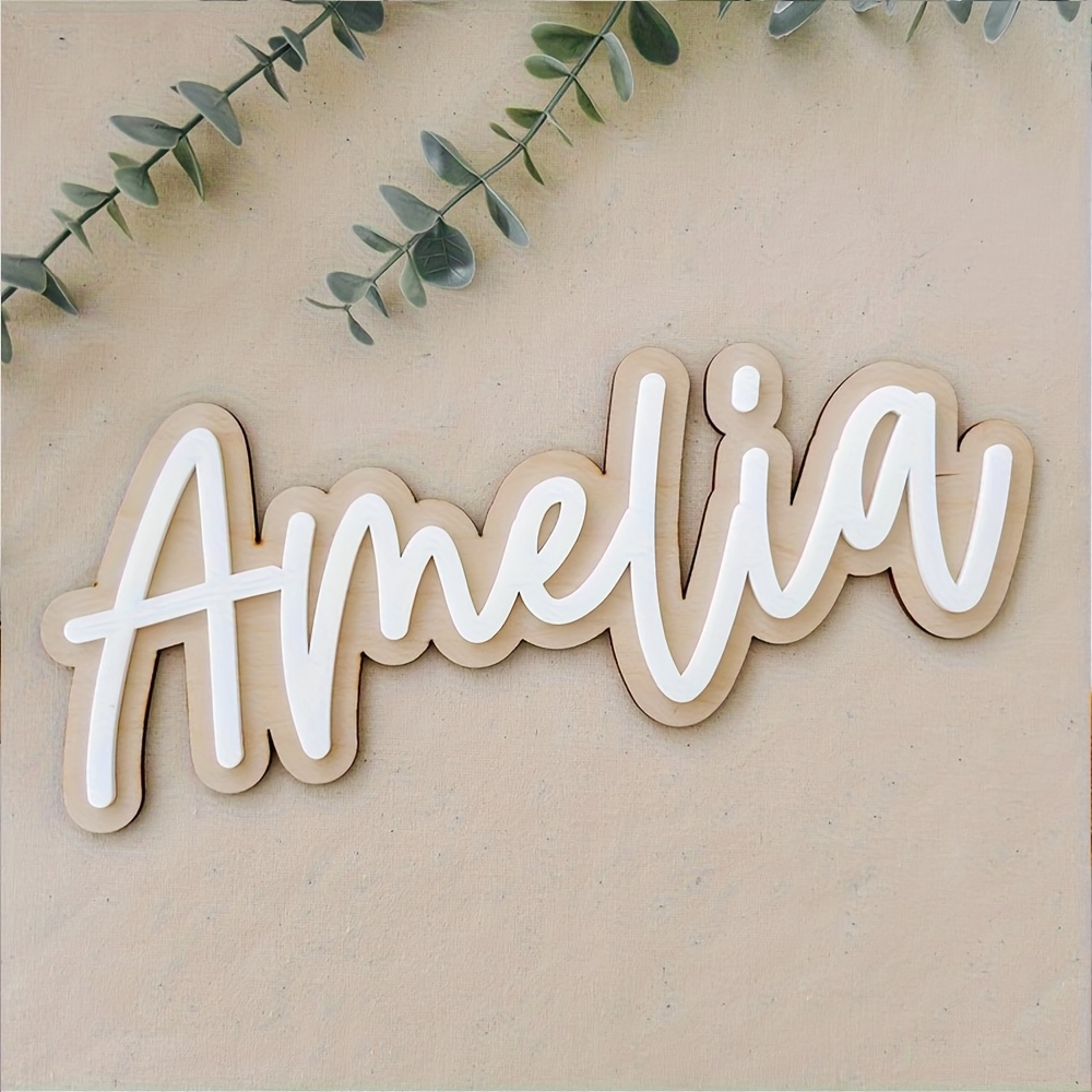Baby Products Decoration - Персонализированная двухслойная деревянная табличка с розовым